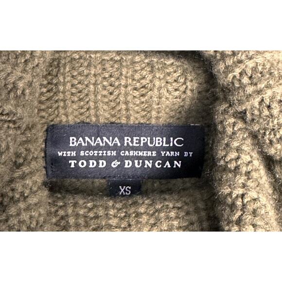 Banana Republic x Todd Duncan Scottish Cashmere Cable Knit Sweater Green Sz XS - Picture 4 of 14